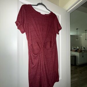Red Knotted T-Shirt Dress